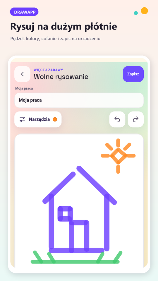 Wolne rysowanie na dużym białym płótnie.