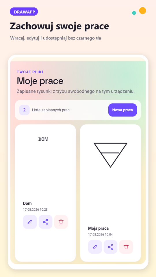 Moje prace — otwórz, popraw, udostępnij.